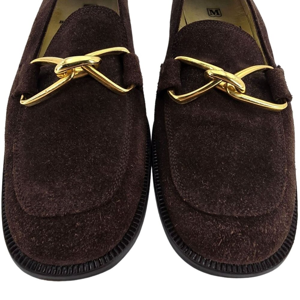 Bruno Magli Italy Womens 6.5AA Brown Suede Leather Dress Shoes Horsebit Loafers - Picture 2 of 12
